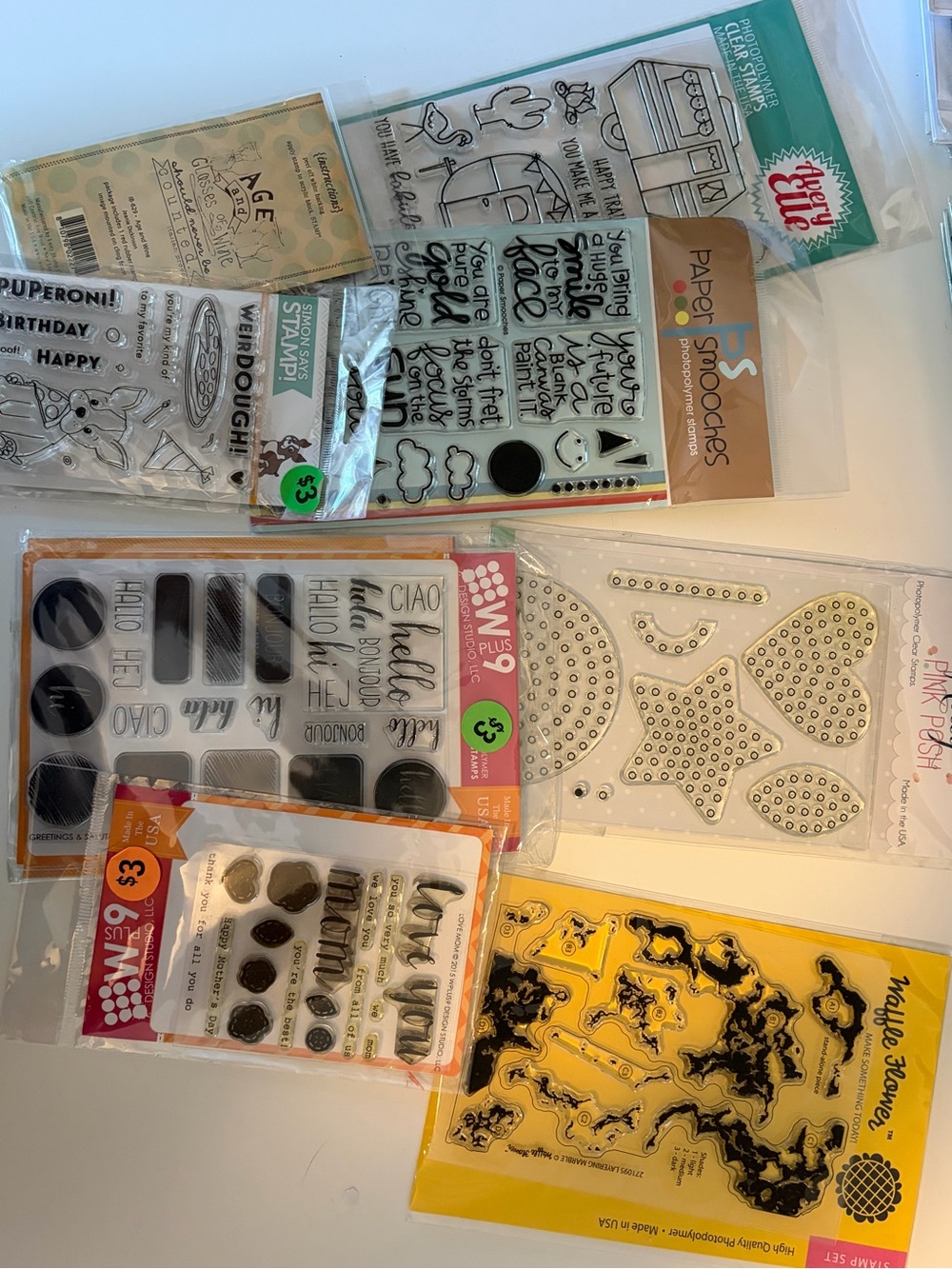 Assorted Clear Craft Stamps - Black and Yellow Accents